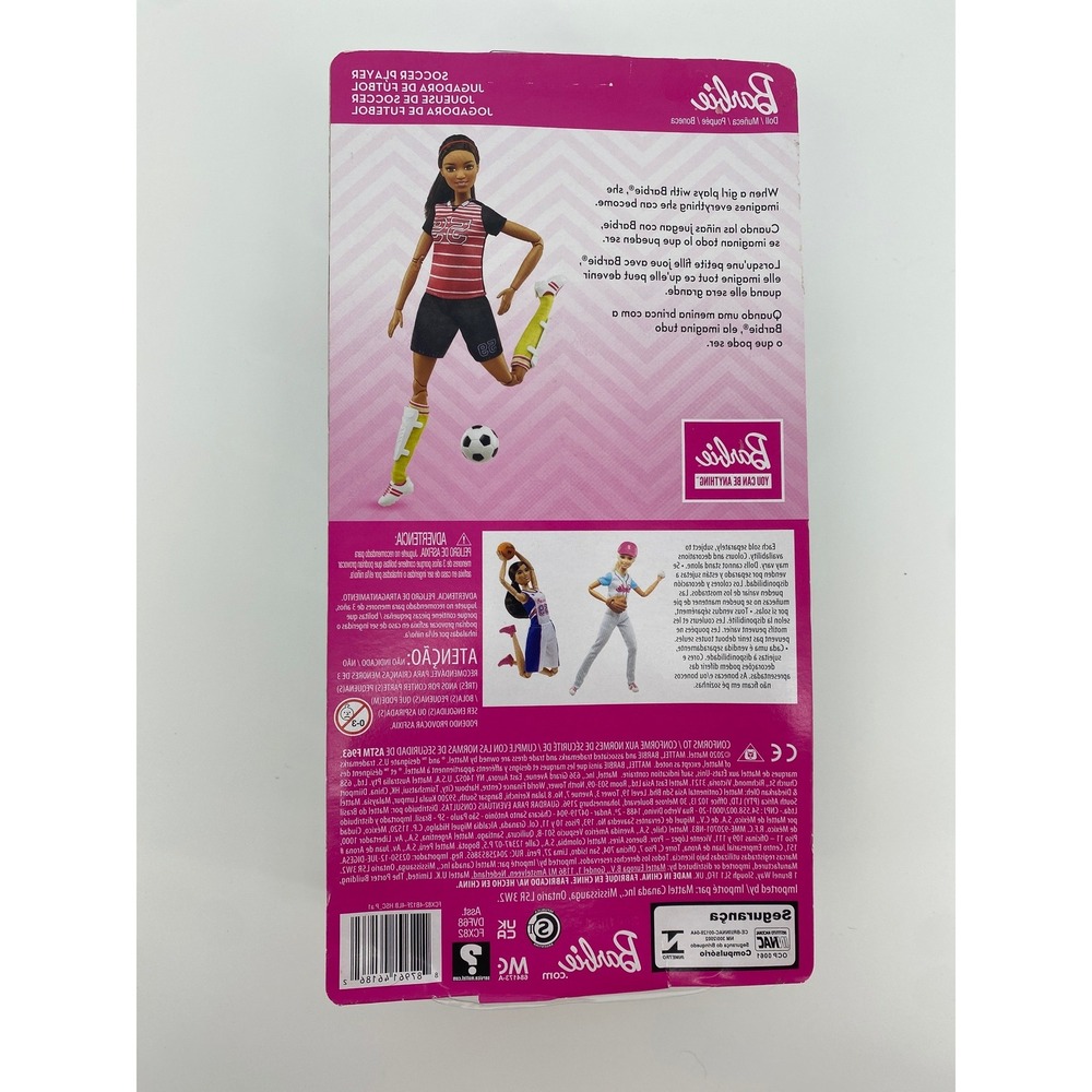 Barbie Made to Move Soccer Player Doll Kids Pink Black NIB DVF69 Posable Sport - Picture 2 of 12